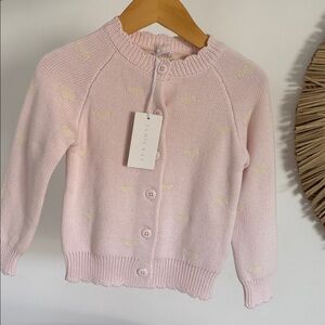Jamie Kay Soft Pink & Cream Heart Kids Cardigan